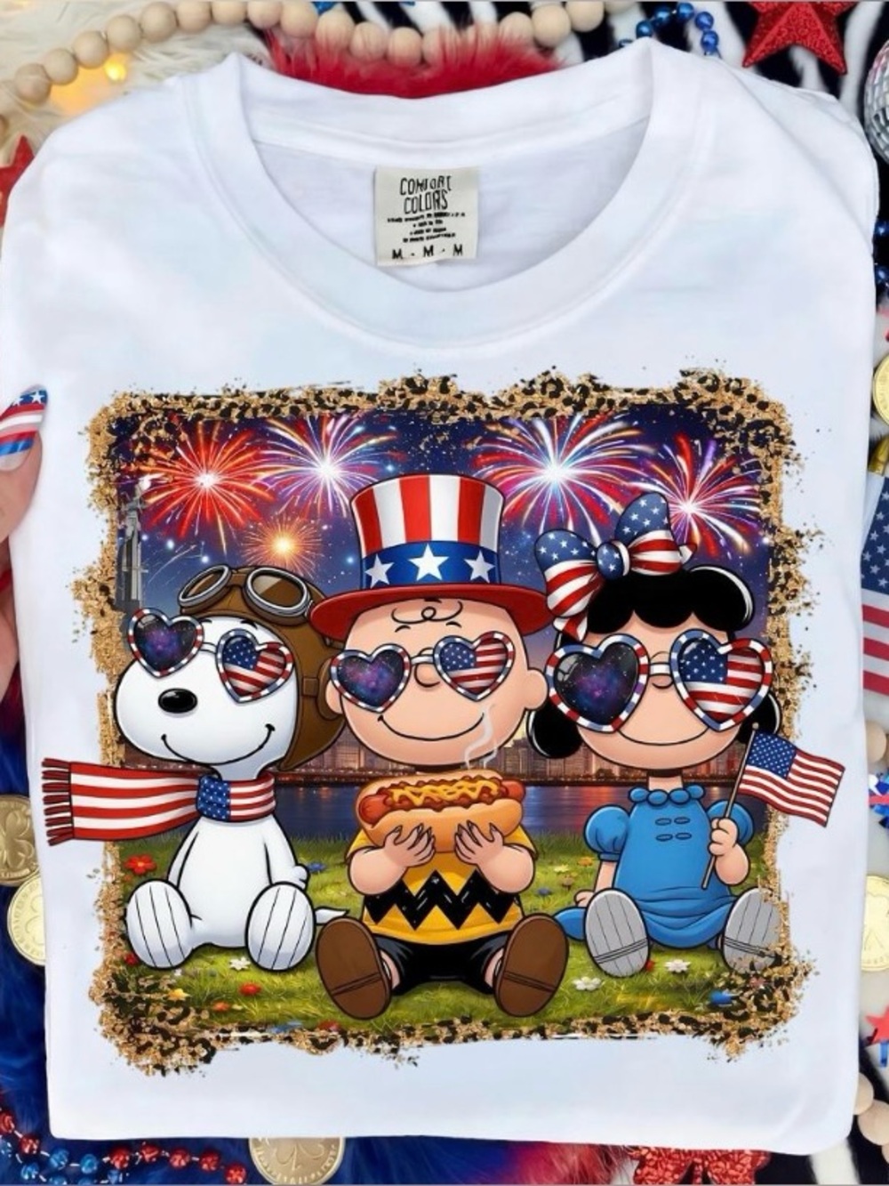 Charlie Brown, Lucy, & Snoopy 4th Of July Custom Tee